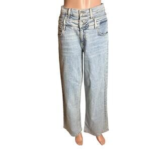 Simkhai Kove Wide Leg Jean Coastal Blue 27 Double Waistband Luxe Organic Cotton